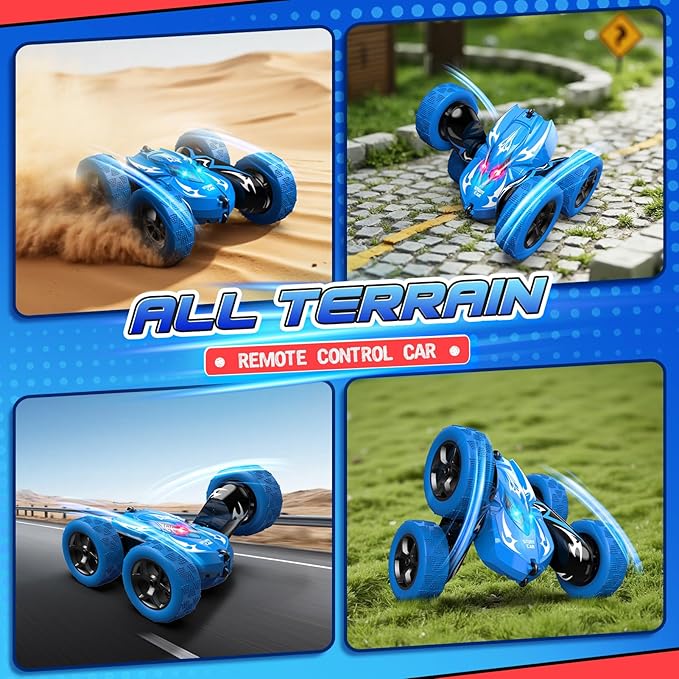 Remote Control CarRC Cars for 4 5 6 7 8 9 10 11 12 Year Old Boy Double Sided 360°Flip 4WD Rechargeable Drift RC Race Car Boys Toys Birthday Gifts Easter Basket Stuffers for Kids Age 4-12