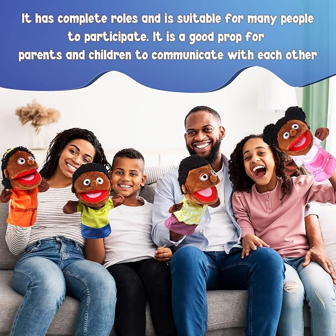 6 Pcs Family Hand Puppets 12 Inch Grandparents Mom &amp Dad Brother &amp Sister Plush Hand Puppet Toys Role-Play Toy Puppets for Kids Storytelling Imaginative Pretend Play Teaching Preschool(6 Fam