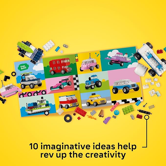 LEGO Classic Creative Vehicles Colorful Construction Brick Building Kit with Ice Cream Truck Police Car Toy Model City Cars and More Gift or Car Toy for Boys Girls and Kids Ages 5 and Up 11036