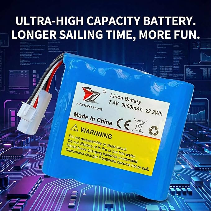 19 Big RC Boat High Speed 35+ KPH Remote Control Boat for Kids and Adults Outdoor Water Toy Race Ship for Pool Lake With 3000mAh Big Capacity BatteryWater Play Toy Gift Racing Ship with LED Light