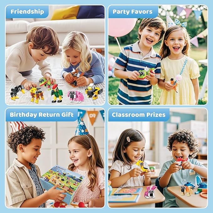 30 Pack Easter Party Favors Building Set for Kids 750 Pcs Mini Animal 3-in-1 Building Block Kit Sets Classroom Goodie Bags Stuffers for Kid Best Birthday Gifts for Boys Girls Ages 6+