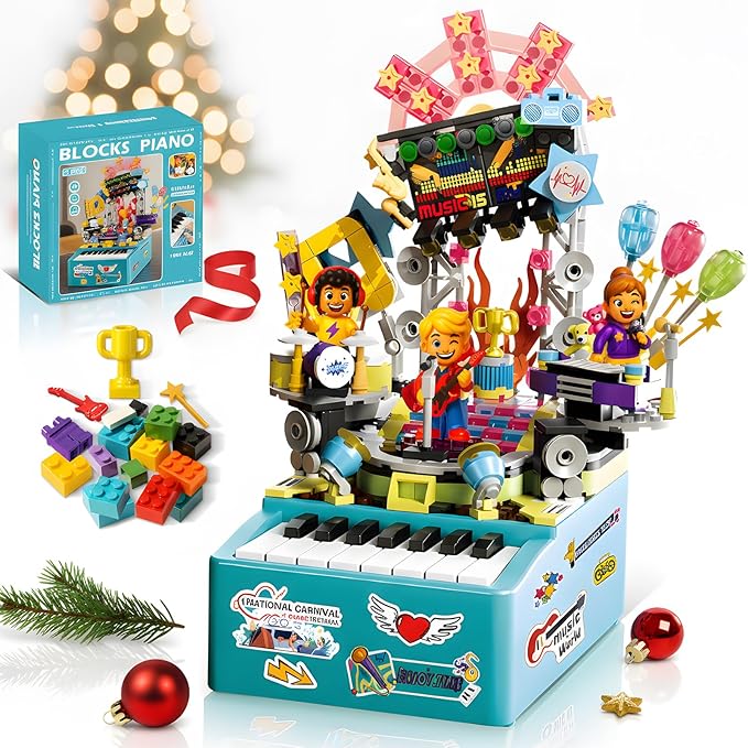 STEM Piano Music Building Block Set with Light &amp Sound Real Playable Building Toys for Kids Ages 6+ Birthday Gift &amp Room Décor DIY Creative Toys for Kids &amp Adults
