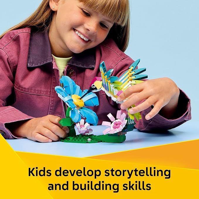 LEGO Creator 3 in1 Wild Animals: Colorful Hummingbird Building Toy for Girls Boys &amp Kids Ages 8+ - Build a Bird Butterfly or Tropical Fish - Gift Idea for Birthdays - 31384