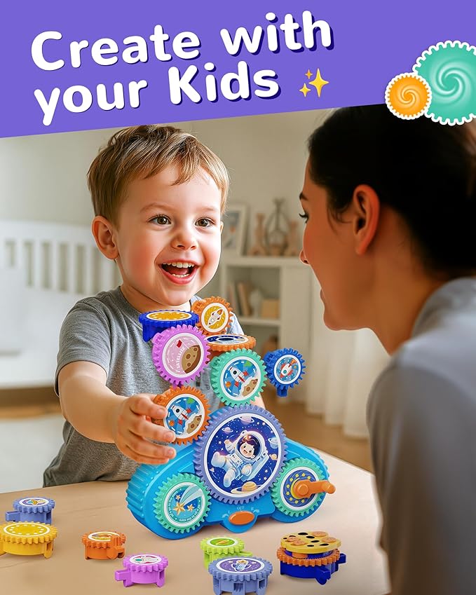 KOKODI Gear Building Toys for Kids Electric &amp Manual Construction Set for Kids Engineering Learning Kit for Ages 3-8 Years Old Birthday Gifts &amp Preschool Educational Toys for Boys Girls