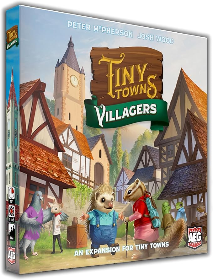 AEG Tiny Towns: Villagers Expansion | Talented Creatures Have Come to Visit | Adds Villagers New Buildings &amp Monuments | 1-6 Players | Ages 14+