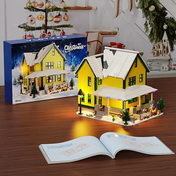 Christmas House Building Set with Light Story Movie Snow House Blocks Toy Compatible with Lego Christmas Village House Kit Christmas for Boys Girls Ages 8+ (1367 PCS)