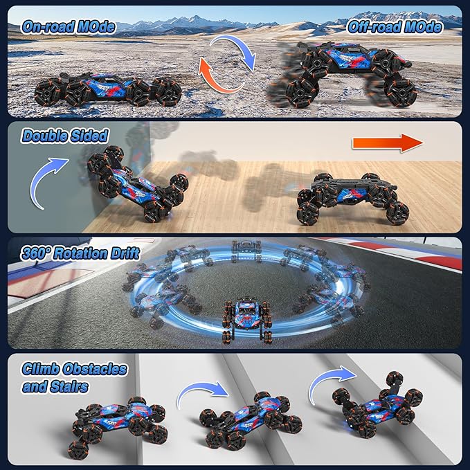 Sunrad 8WD Gesture Sensing RC Stunt Car with Spray &amp Light &amp Music for Kids Age 6-8-13 Spider Hand Remote Control Car 2.4Ghz Double-Sided Climbing Drift RC Car Toys Birthday Gift for Boys