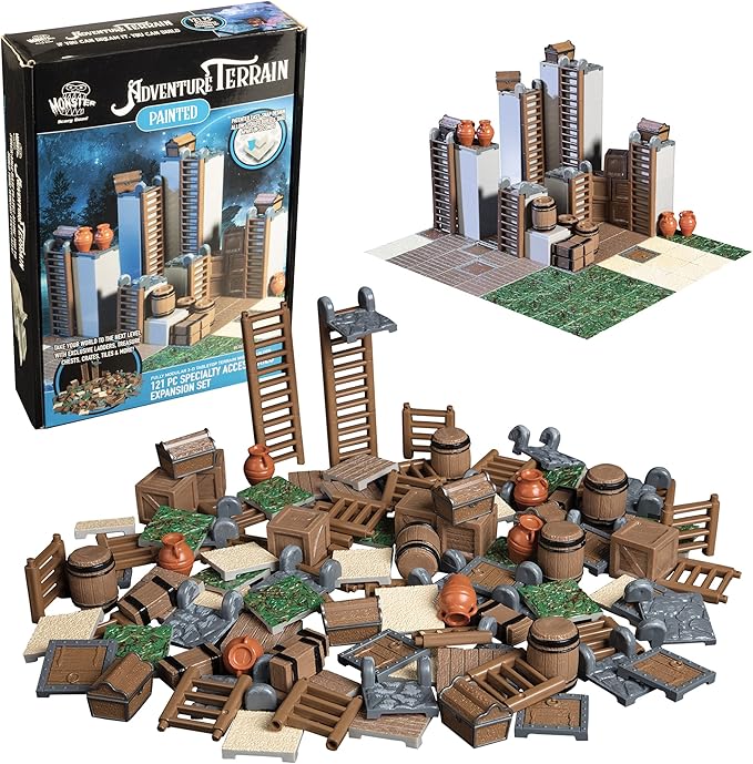 Monster Adventure Terrain 3D Interchangeable Builder System - 121pc Painted Specialty Accessories Set - Build Modular Worlds in a Snap &amp Elevate Your Campaign - Compatible with DND Dungeons &amp