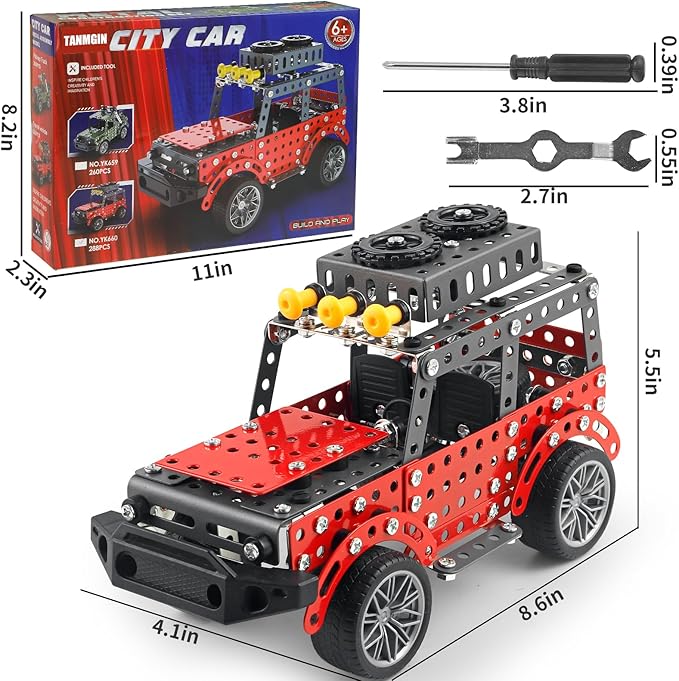 288PCS Metal Model Car Kits Erector Set Building Set for Kids Aged 8 and Up 4x4 and Off-Road Vehicle Model Car Kits Toy Playset Birthday Gift for Boys 8-12 13 14+ Years Old SUV Truck for Adults