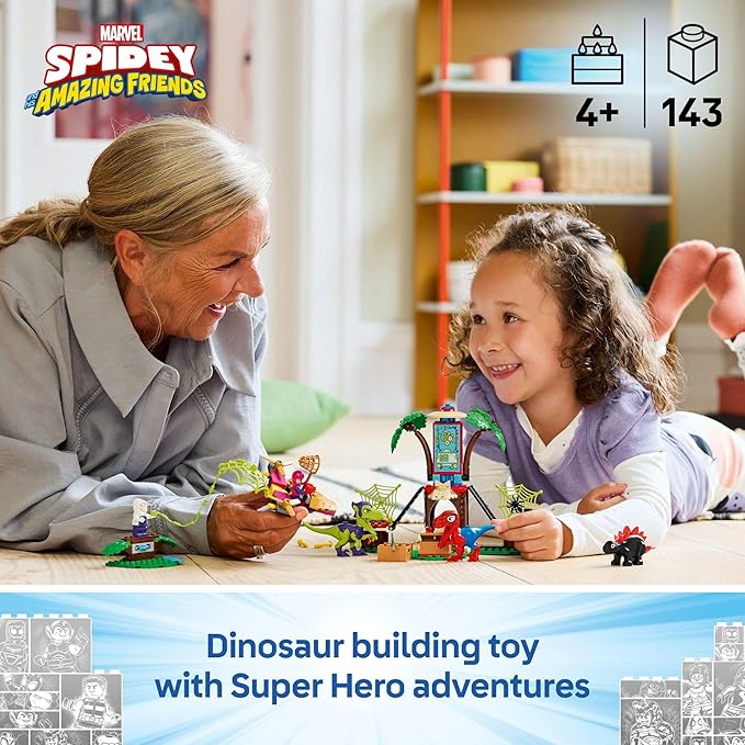 LEGO Marvel Spidey and His Amazing Friends Spidey and Gobby's Raptor Battle at Tree House HQ - Dinosaur Building Toy for Kids Boys and Girls Ages 4+ - Preschool Pretend Play Set - Gift Idea - 11200