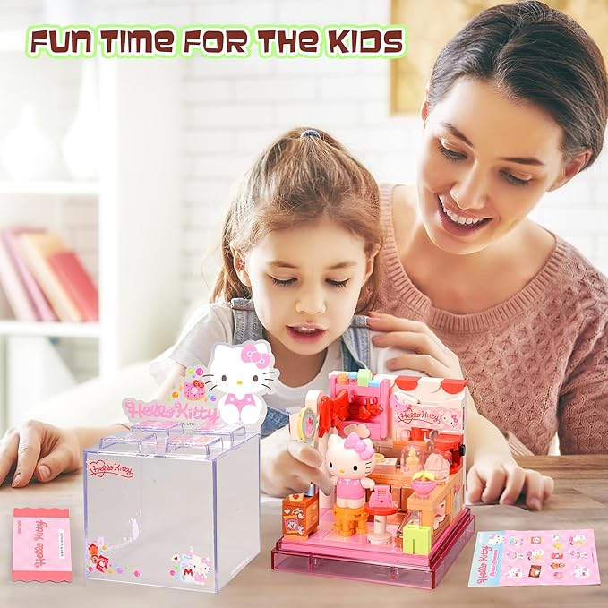 Cute Building Bricks Blocks Toys Miniature Sets with Transparent Display Fun Toy Collectible Gift for Fans Girls Birthday Party Supply Decorations Room Décor Plush Stickers Stuff Age 3 4 5 6