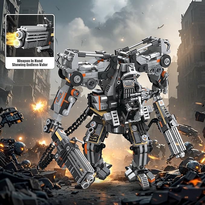 HIGH GODO Black Empire Mech Building Blocks Set for Adults Motorized Robot Building Toy with Multiple Weapons Combat Armor Style Warrior Collectible Gifts for Fans Man Teens Ages 14+ (684 Pieces)