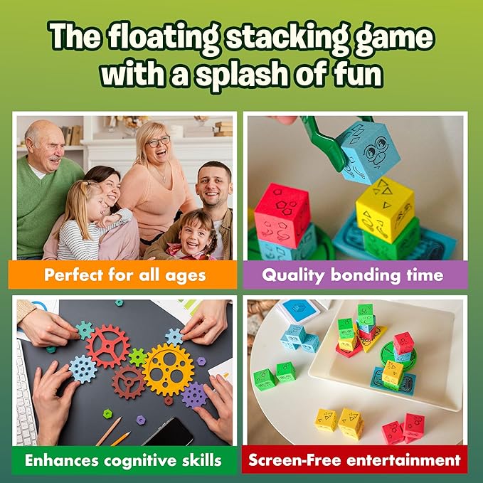 The Uzzle Topple Toads – Fun &amp Competitive Stacking Game - Engaging Balance Board Game - Endless Laughter &amp Excitement -2-4 Players