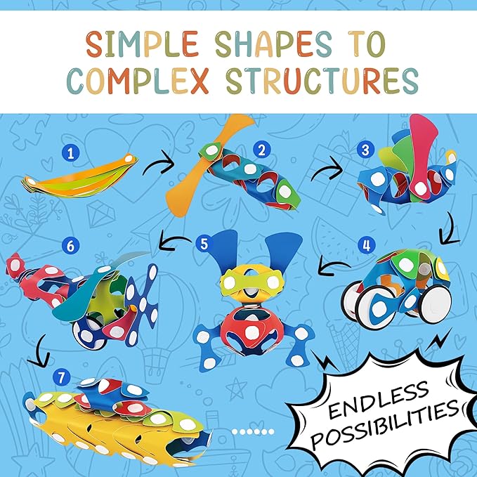 Flexible Building Blocks Set Creative Construction Toys for Kids Educational Fun for 3+ Years Old Enhances Hand-Eye Coordination and Creativity