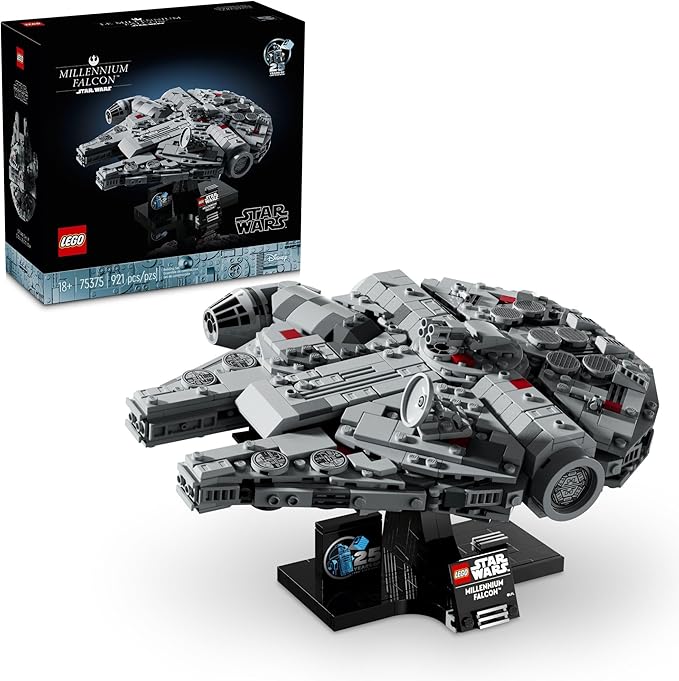 LEGO Star Wars Millennium Falcon A New Hope 25th Anniversary Collectable Model - DIY Building Sets for Adults Men &amp Women Ages 18+ - Comes with Display Stand - Star Wars Gift - 75375