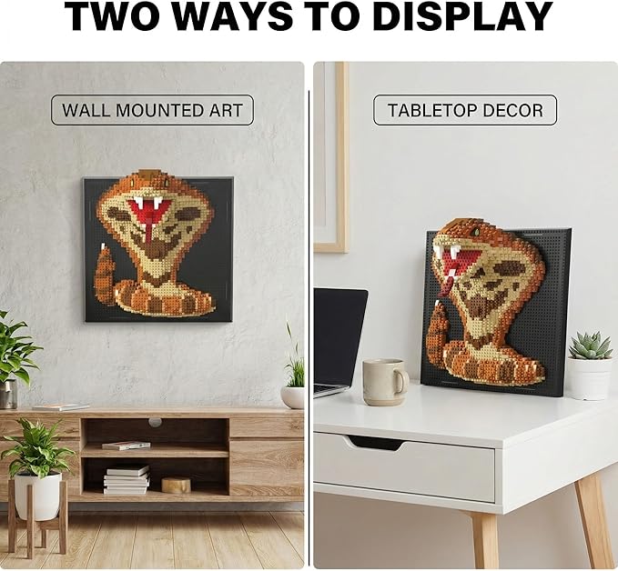 LMGOV Snake 3D Wall Art Micro Mini Building Blocks Set for Adults Animal Display Model for Wall or Tabletop Decor 1518 Pieces Micro Bricks with Instructions Creative Gift for Teens &amp Adult