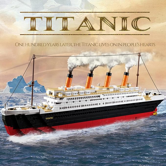 Sluban Titani Model Building Set Ship Toys with 2 Major Minifigures STEM Boat Set Gift for Adults and Kids 6+ Ideal for Titanc Fans' Collection 1012 PCS1
