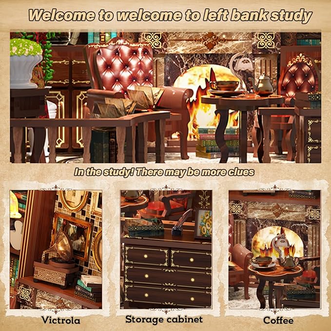 Book Nooks for Adults DIY Miniature Dollhouse Book Nook Kit Model Kits Craft Kits for Adults 3D Wooden Puzzle Book Nook Craft Bookshelf Decor Adult Craft Kits Gift with Led Light