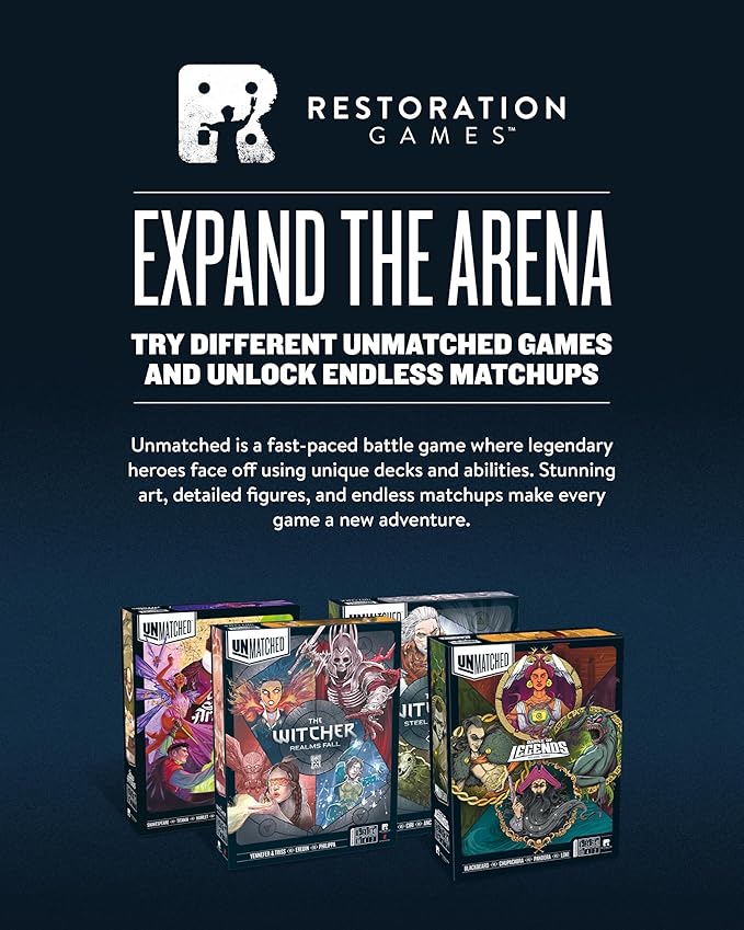 Restoration Games Unmatched Cobble &amp Fog - Strategy Board Game for 2 to 4 Players - Heroes Expansion with Sherlock Holmes Dracula Jekyll &amp Hyde and Invisible Man - 20-40 Min Playtime - Ages