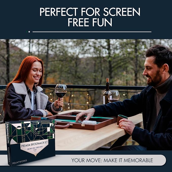 19 Inch Premium Backgammon Sets for Adults Leather Brown - Green. Premium 1.6 Inch Checkers &amp Dice Set Travel Backgammon Set Large Backgammon Board Game Backgammon Game Set