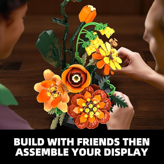 Flower Bouquet Building Blocks Set Artificial Flowers Toys Botanical Collection DIY Unique Home&ampOffice Bonsai Decoration Adults Teen Girls for BirthdayChristmas Holiday