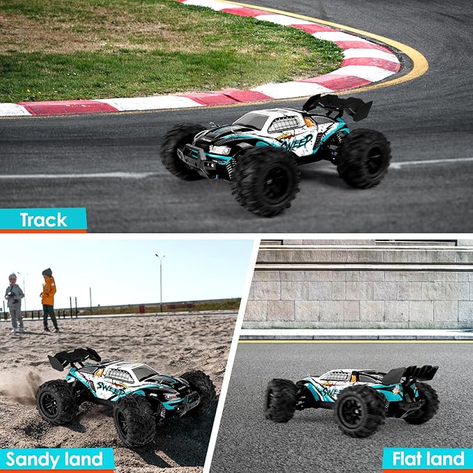 RC Car 1/16 Scale 4WD Brushless High-Speed Remote Control Car Fast 65+ mph All-Terrain Off-Road Truck Adult Electric RC car Including 1500mAh*2 T-Plug Battery Suitable for Adults Boys