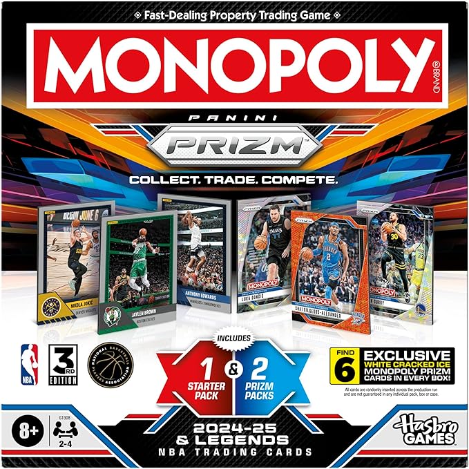 Monopoly NBA Panini Prizm Board Game – 3rd Edition | Officially Licensed Hasbro Game | Ages 8+