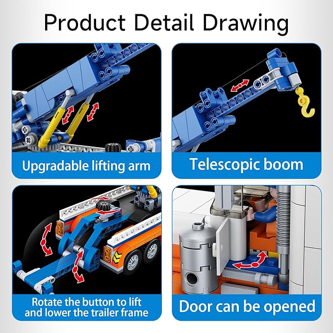 Tow Truck Building Block SetRoad Rescue Vehicle with Crane Toy Model Building KitCity Crane Construction Vehicles Building KItGifts for Kids Ages 6+