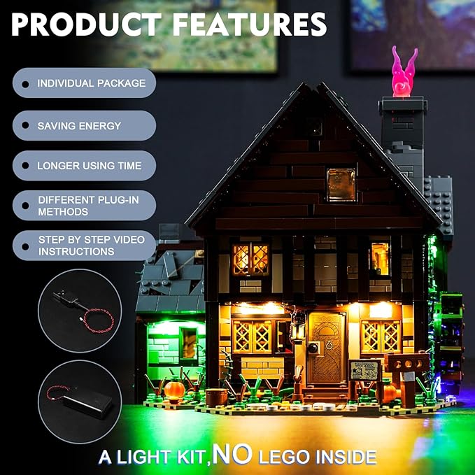 BrickBling LED Light Compatible with Lego Hocus Pocus: The Sanderson Sisters' Cottage Creative Lighting Kit Compatible with Lego 21341(Lights Only No Model)