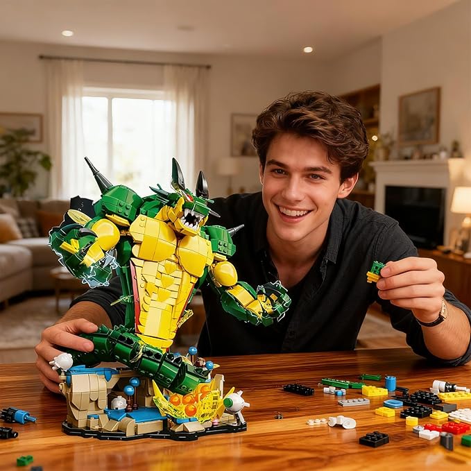 Animal Dragon Building Blocks Sets Anime Chinese Dragon Building Kits Model Home Office Decor Creative Birthday Gift for Adults Teens 1907PCS