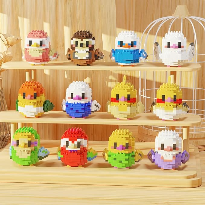 Cute Parrot Micro mini Blocks Building Blocks Sets12 PC Small Bird Series Mini Bricks Animal ToysUnique Animals Model Present for 14+ Kids or Adults