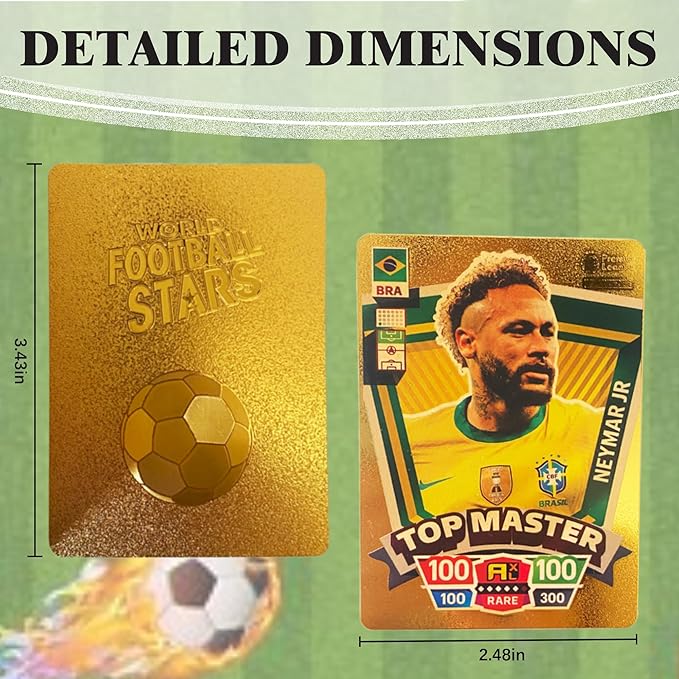 World Cup Soccer Star Card Gold Trading Card Sports Souvenirs 55Pcs Gold Foil Cards for Kids Adults for Football Enthusiasts