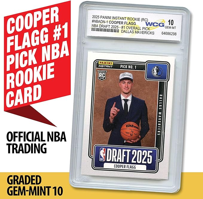 2025 NBA Panini Cooper Flagg #1 Draft Pick 1st Ever Official NBA Rookie Card RC - Graded GEM Mint 10
