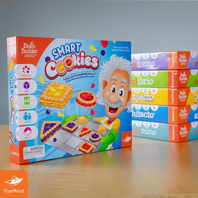 FoxMind Games: Smart Cookies Logic Puzzle Game Deduction Game for Kids Ages 6+ and Brain Teaser Lovers STEM Learning Toy from Brain Builder Series Develops Problem-Solving Skills 1+ Players