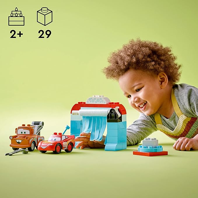 LEGO DUPLO Disney and Pixar's Cars Lightning McQueen &amp Mater's Car Wash Fun 10996 Buildable Toy for 2 Year Old Toddlers Boys &amp Girls Birthday Gift Idea