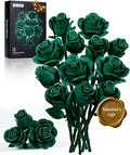 iATOM Green Rose Bouquet Building Set 12Pcs Fake Flowers Botanical Collection for Adult Valentine's Day Gift and Saint Patricks Day Decorations for Her/Girlfriend/Mom/Wife/Couple