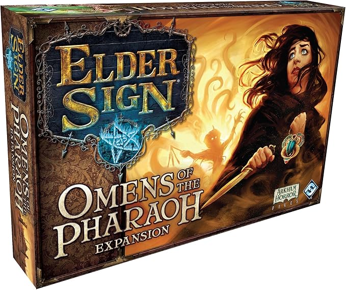 Elder Sign Omens of the Pharaoh Board Game EXPANSION - Egyptian Adventure! Cooperative Horror Mystery Game Ages 14+ 1-8 Players 1-2 Hour Playtime Made by Fantasy Flight Games