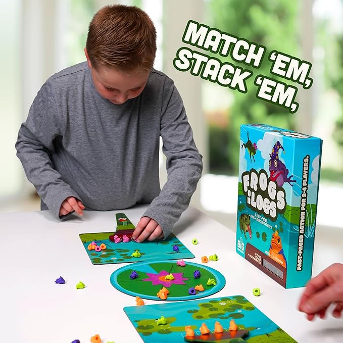 Frogs on Logs – A Fast-Paced Frog-Launching Board Game for Kids &amp Families – Match Aim &amp Launch Frogs – 2-4 Players Ages 8+ – Fun Family Game for Boys &amp Girls