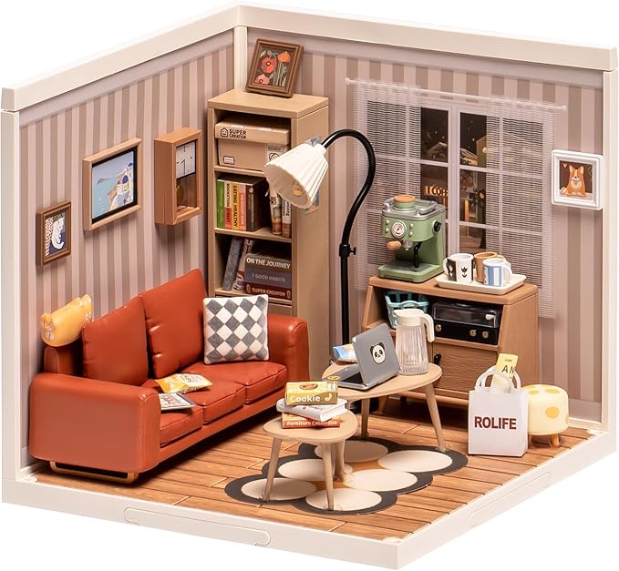 Rolife LED Building Blocks for Adults1:24 Toy Building SetsModel Building Kits for Kids Ages 8-12-15DIY Miniature House Kits for AdultsBirthday Gifts Hobbies for Women Men