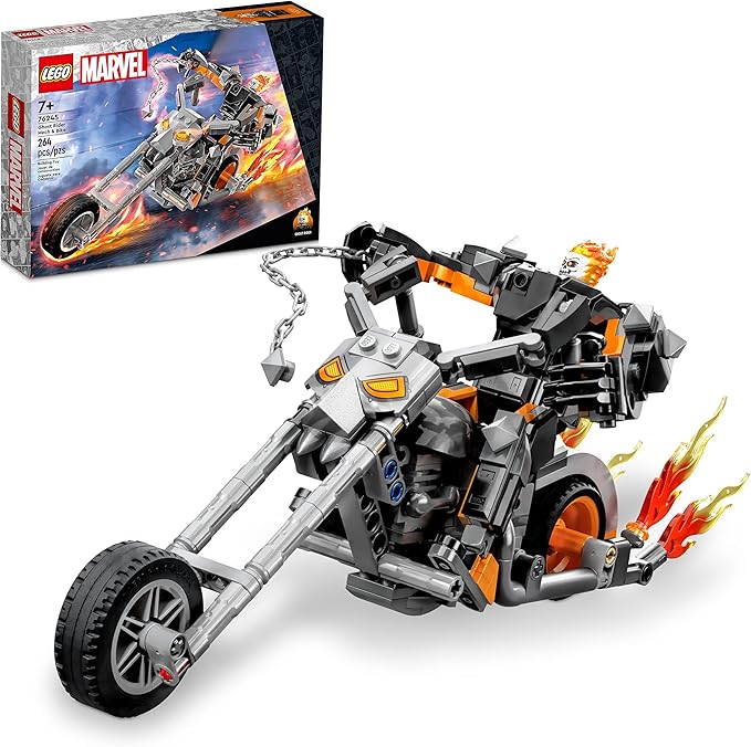 LEGO Marvel Ghost Rider Mech &amp Bike Building Toy for Boys &amp Girls Ages 7+ - Marvel Superhero Toy W/Movable Action Figure - Gift for Kids &amp Fans - 76245