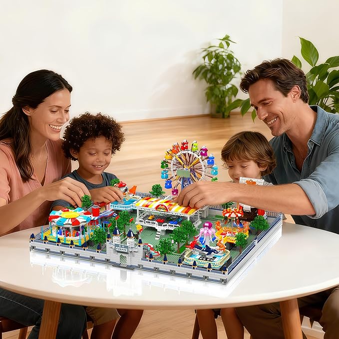 Sosuy Amusement Park Building Blocks Set 5220+ Pcs with Motorized Ferris Wheel Carnival Rides and Funfair Architecture Model STEM Toy for Boys Teen Kids Adults for Kids 8+