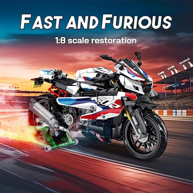 912PCS Motorcycle Building Block Set for Adults Compatible with Lego 1000 RR MOC Model Collectible Toys Gifts for Teens Boys Kids
