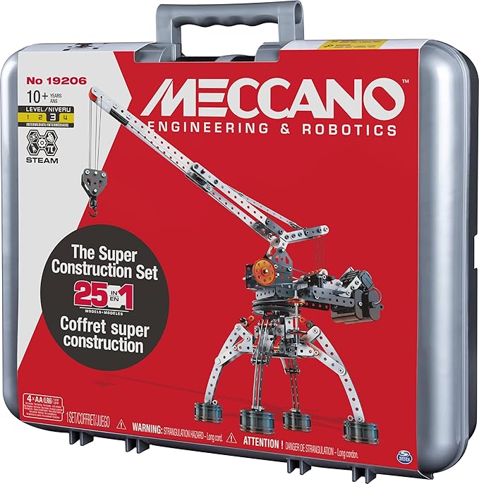MECCANO Super Construction 25-in-1 Motorized Building Set STEAM Education Toy 638 Parts for Ages 10+