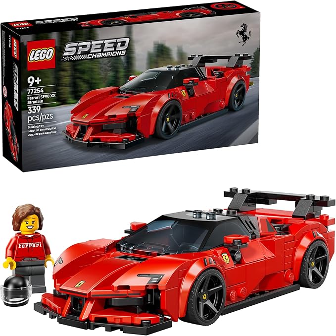 LEGO Speed Champions Ferrari SF90 XX Stradale Sports Car Building Toy for Kids - Building Set W/Ferarri Driver Minifigure for Boys &amp Girls Ages 9+ - Gift Idea for Birthdays - 77254