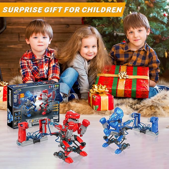 STEM Robot Building Kit Fighting Robots Toy Set for Kids Hydraulic Boxing Bots Build 2 Hydraulic-Powered Battle Robots Easter Christmas Birthday Gifts for 8-12 Year Boys Girls