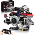 Mini V8 Engine Kits That Works Building Sets 8-Cylinder Model Technic with Motor APP Control &amp Light Mechanic Engineering Collection for Adults Boys 14 Years &amp Up