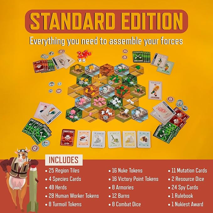 Standard Edition – Strategy Board Game for Adults and Family 2–4 Players 1-2 Hours Resource Management Area Control and Asymmetric Powers w/Nuclear Farm Animals Great for Game Night