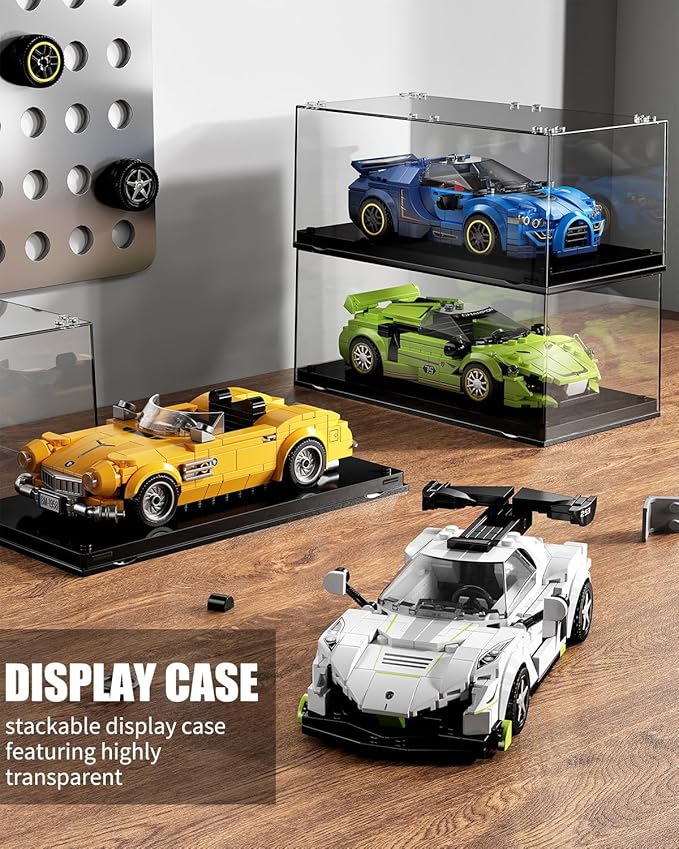 Technic Sports Cars Building Block Set with Display Case Speed Race Car Building Toys Collectible Model Cars for Home Decor Christmas Birthday Gift for Adults and Kids 6 and up (320+pcs)