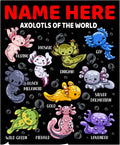 Axolotls of The World Custom Name Blanket Gifts for Girls Boys Women - Super Soft Cozy Warm Throw Sheet for Couch Bed Sofa Office Decor All Season 40x50 for Kids/Children