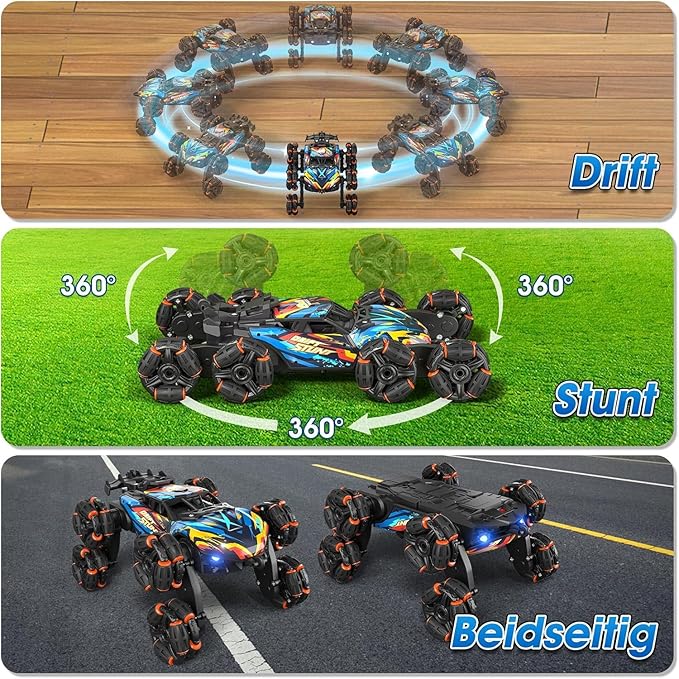 8WD Gesture Sensing Road Stunt Car Remote Control Cars with LED Light Music and Spray Drift RC Car Toys Gifts for 6-12 Years Old Boys Girls